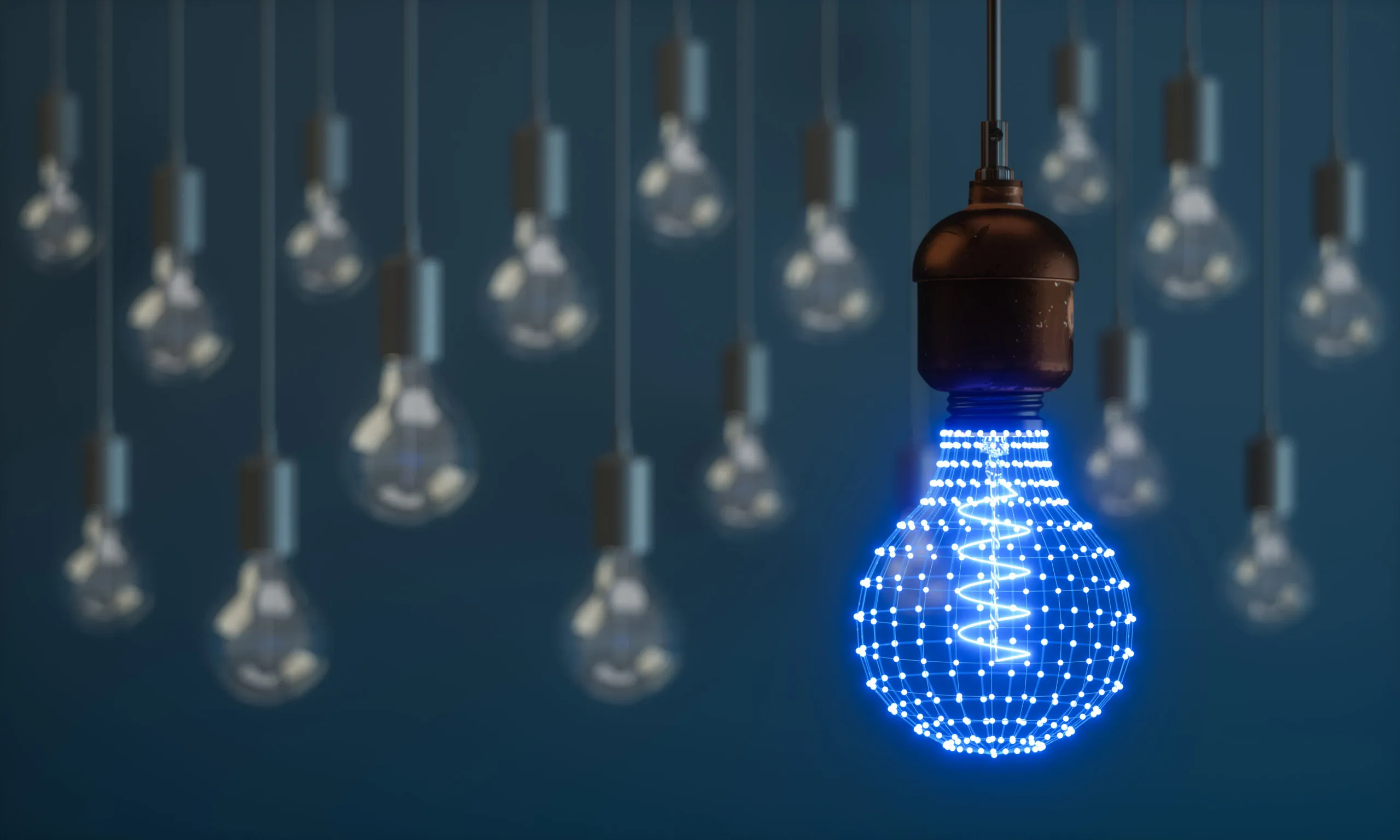 Lightbulb with connecting dots symbolizing data analysis and insights - representing CloudResearch's reanalysis of CDC survey data about COVID cleaning practices