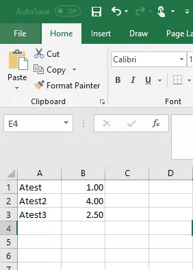 Example CSV file showing MTurk IDs in the first column and payment amounts in the second column