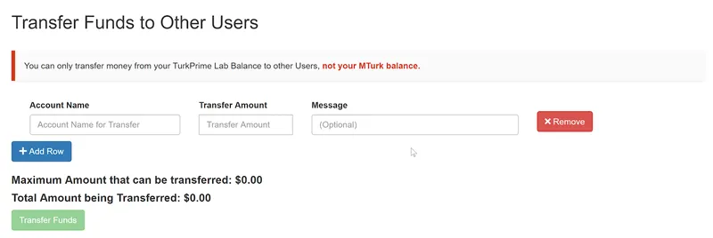 Screenshot of the fund transfer interface showing fields for recipient email, amount, and message