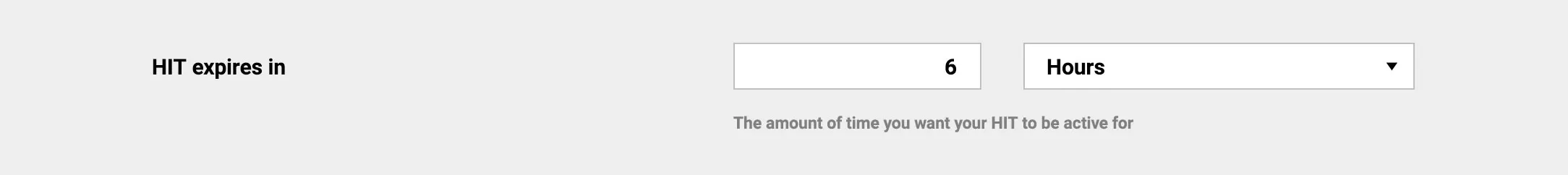 Screenshot of the 'HIT expires in' setting in CloudResearch where researchers can specify how long a HIT remains available to participants