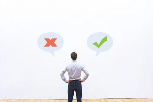 Conceptual illustration showing participant selection for research studies with inclusion and exclusion criteria, represented by a filtering process with checkmarks and X marks for different participants